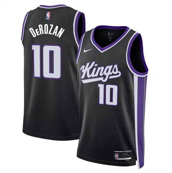 Men%27s Sacramento Kings #10 DeMar DeRozan Black Icon Edition Swingman Stitched Basketball Jersey Dzhi